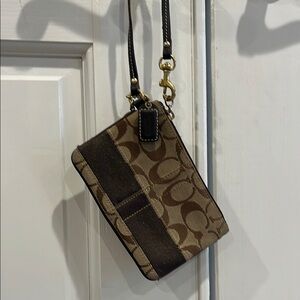 Coach Signature Brown Wristlet